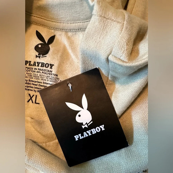 NWT Playboy Crewneck Sweatshirt Beige Khaki Color Size XL - Picture 5 of 8